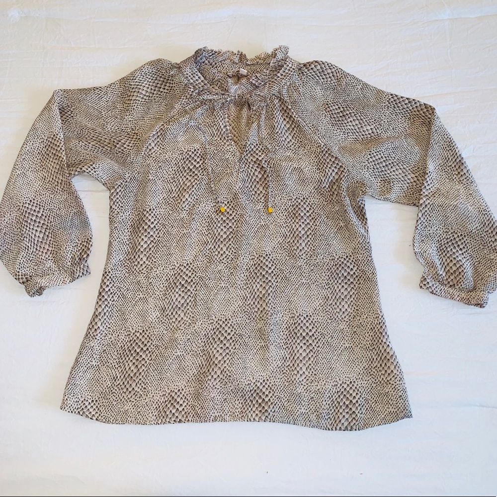 BRITT RYAN Snakeskin Print Silk Blouse Top